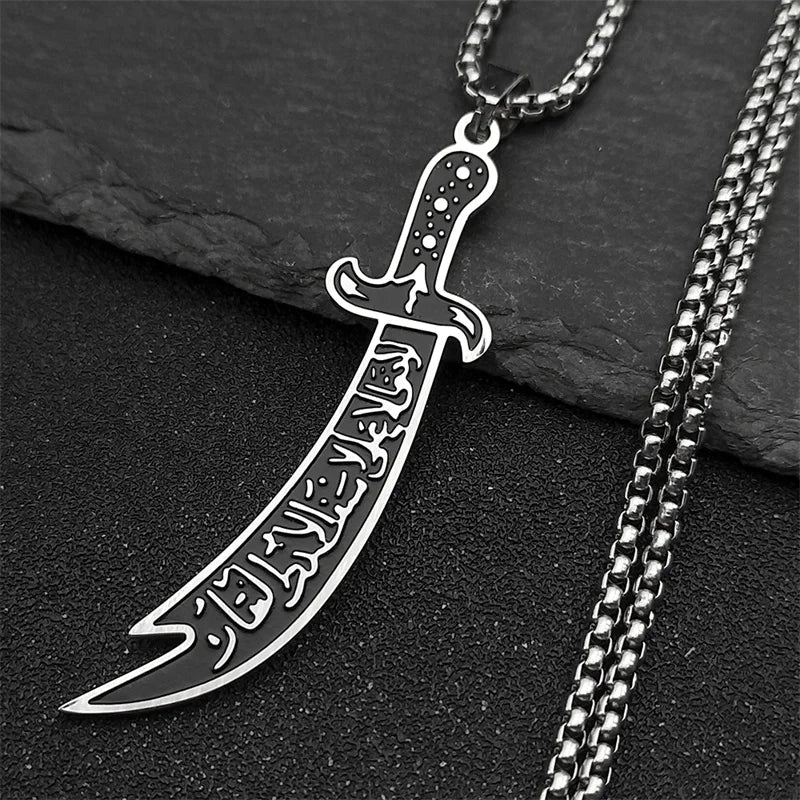 Saashi Imam Ali Zulfiqar Sword Necklace Stainless Steel Islamic Jewelry for Men