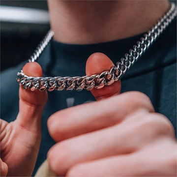 Saashi Stainless Steel Cuban Link Chain Necklace Hip Hop Jewelry for Men