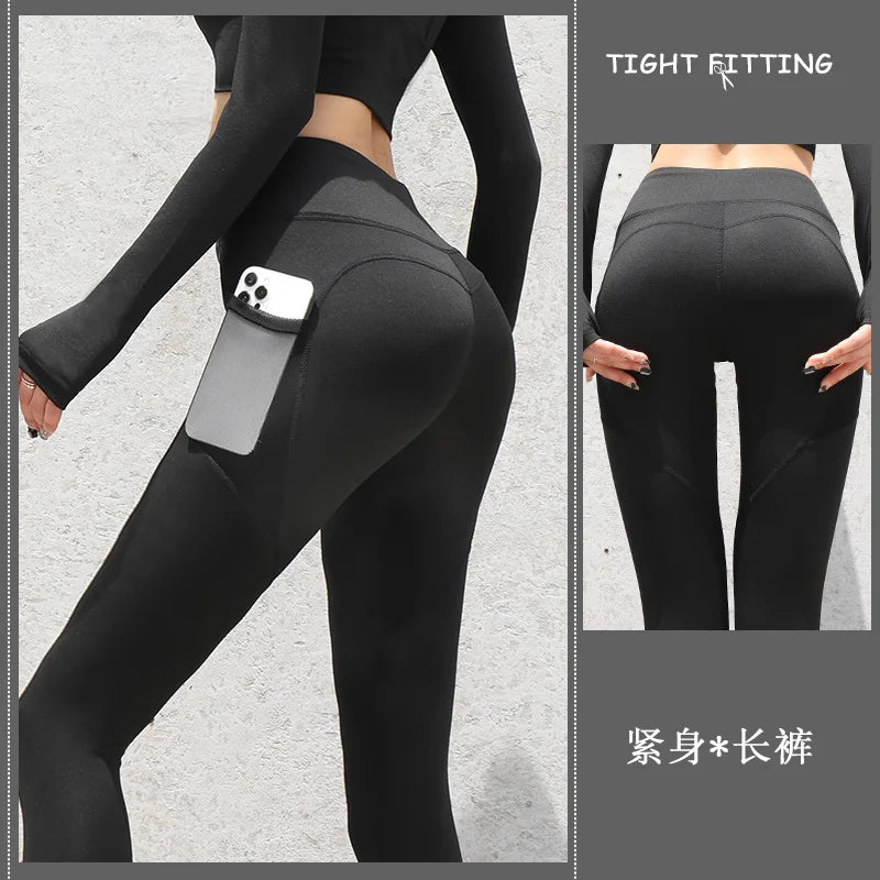 Saashi High Waist Yoga Leggings with Pockets – Nylon Push Up Tights for Women Fitness and Gym